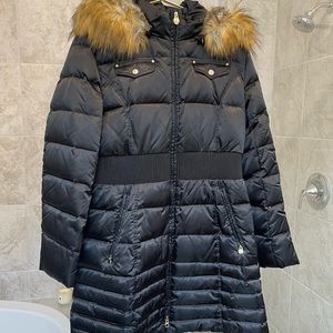 Black Puffy Coat with Fur Lined Hood